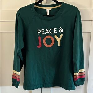 Teen Sweatshirt with Peace & Joy Design - Green